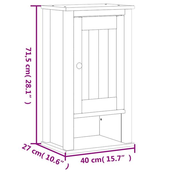 vidaXL Bathroom Wall Cabinet BERG White 40x27x71.5 cm Solid Wood Pine