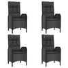 vidaXL 5 Piece Garden Dining Set with Cushions Black Poly Rattan
