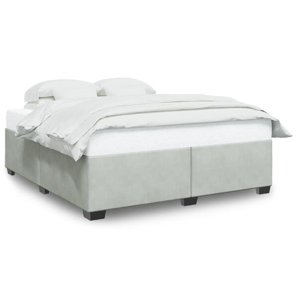 vidaXL Bed Frame without Mattress Light Grey King Velvet