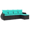 vidaXL 5 Piece Garden Sofa Set with Cushions Black Poly Rattan