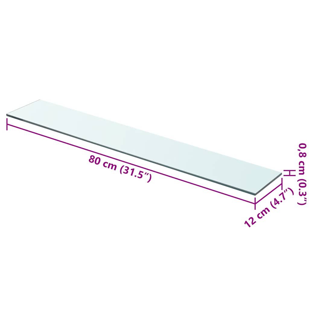 vidaXL Shelf Panel Glass Clear 80x12 cm
