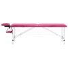 vidaXL Foldable Massage Table 2 Zones Aluminium Pink