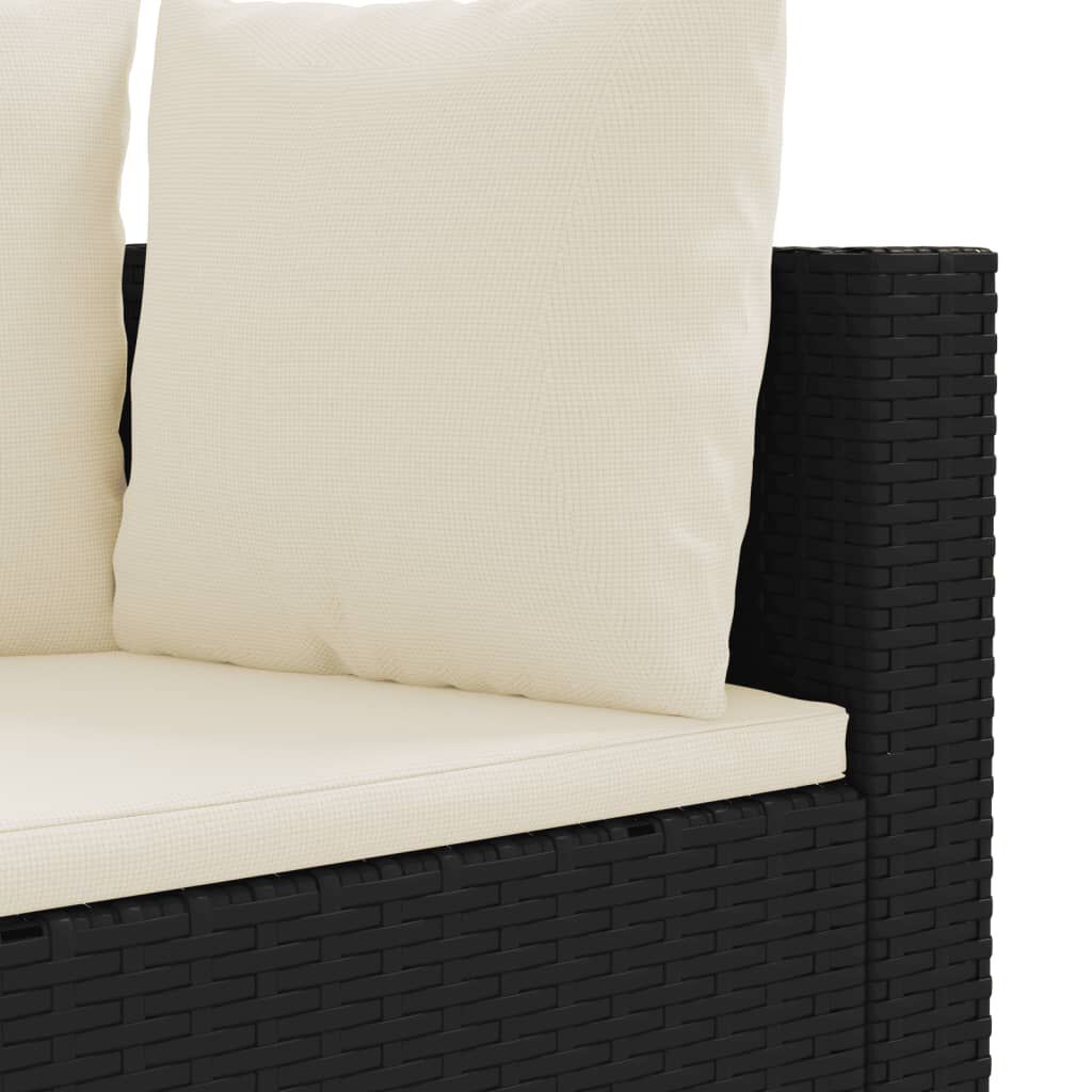 vidaXL 4 Piece Garden Sofa Set with Cushions Black Poly Rattan
