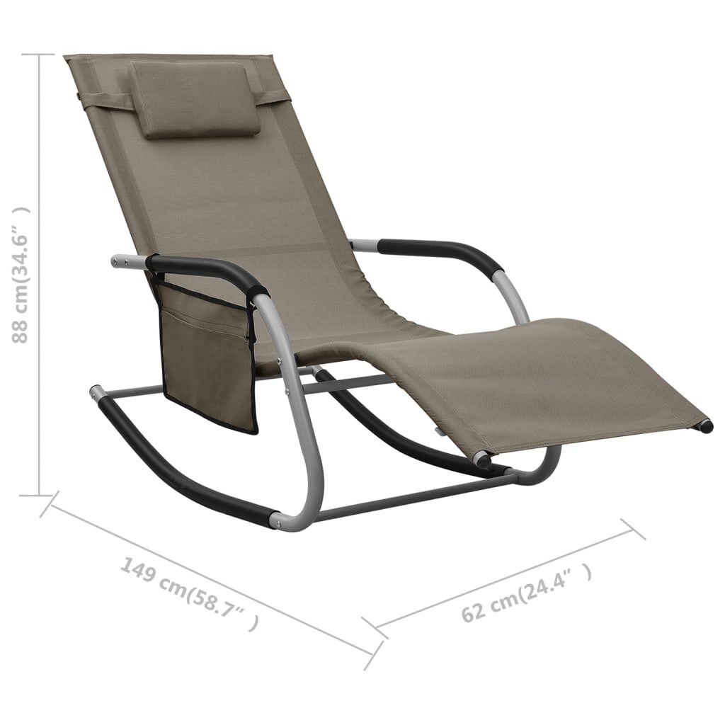 vidaXL Sun Lounger Textilene Taupe and Grey