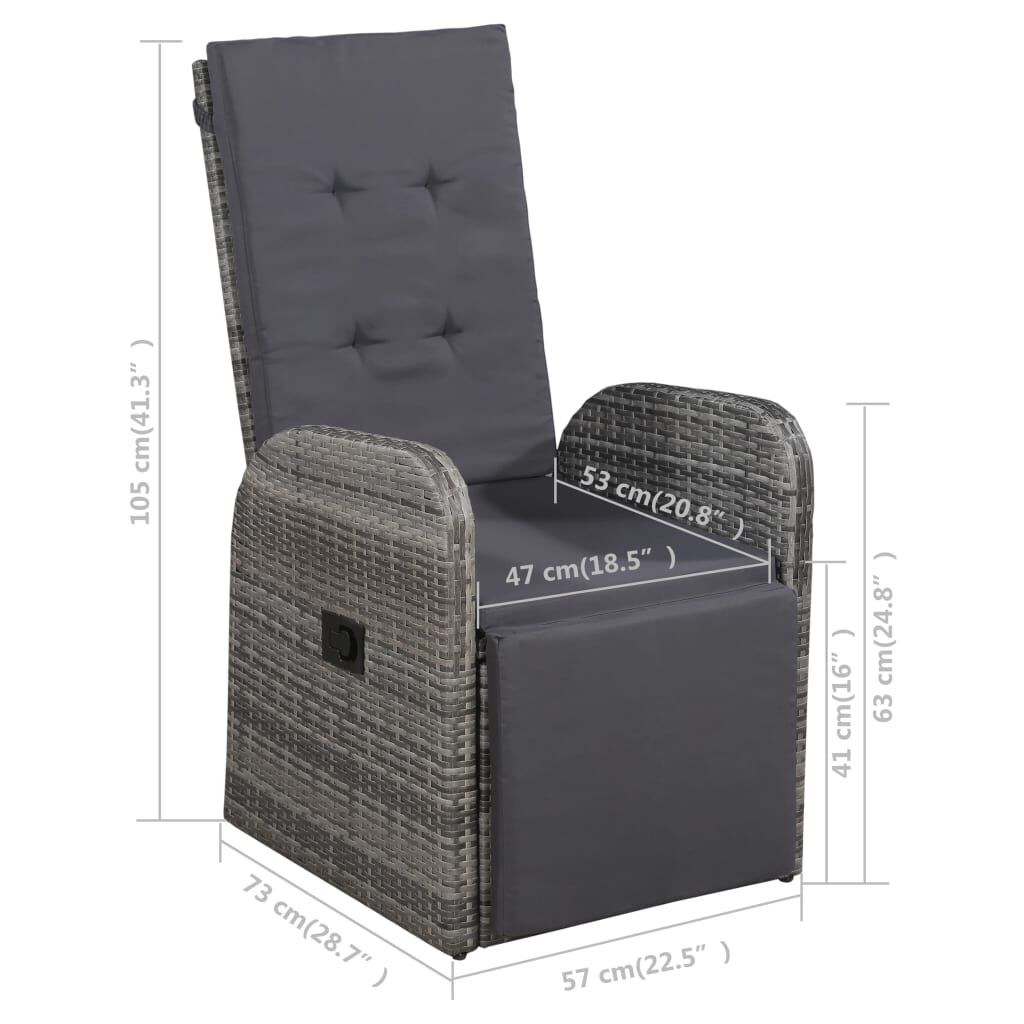 vidaXL 7 Piece Garden Dining Set Grey