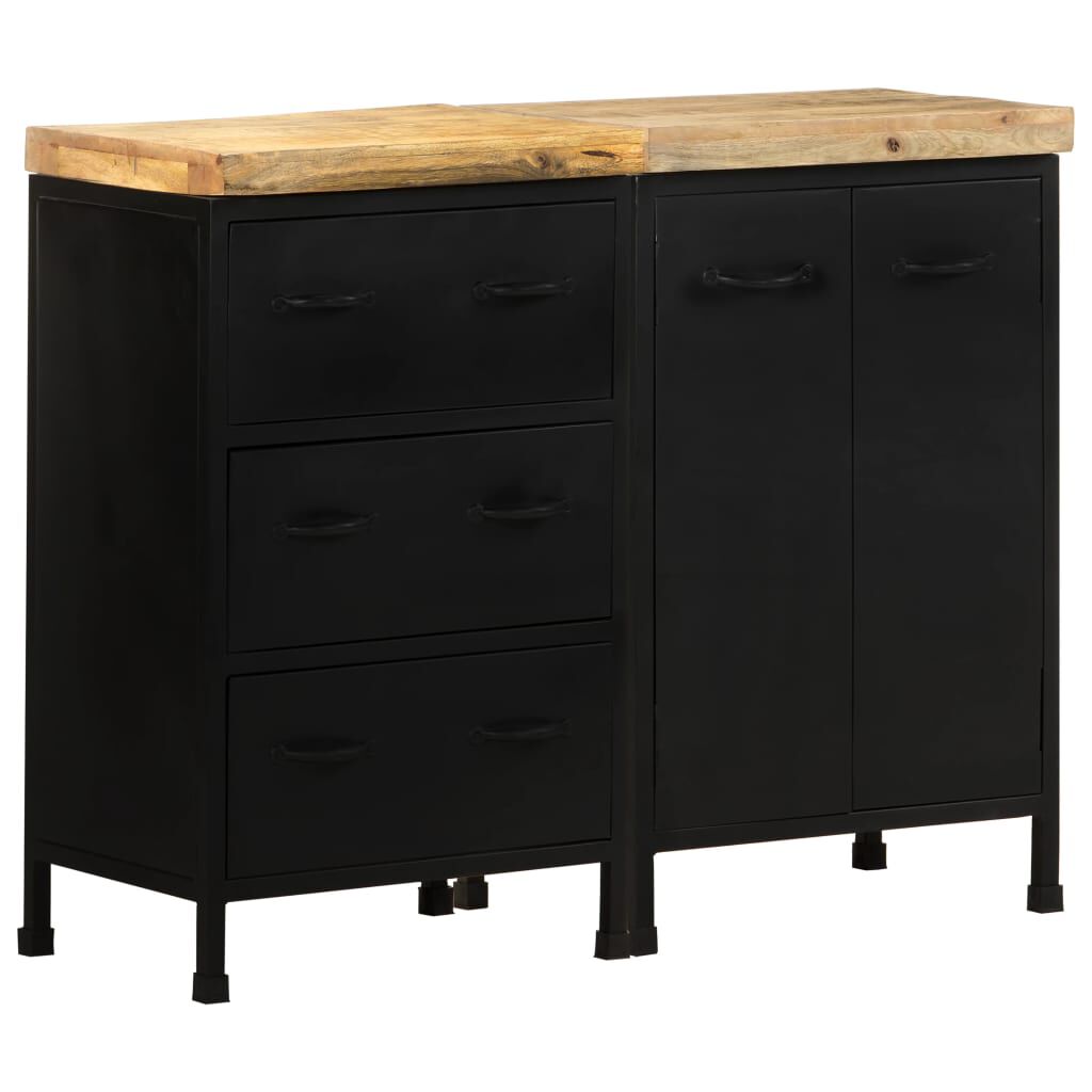 vidaXL Sideboard with 3 Drawers and 2 Doors Rough Mango Wood