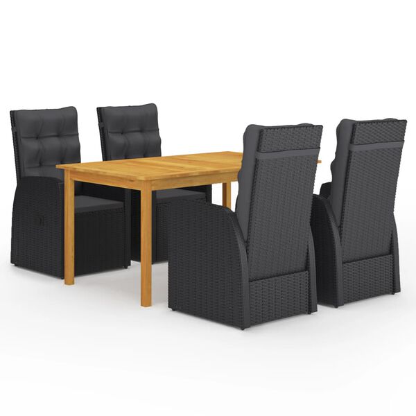vidaXL 5 Piece Garden Dining Set Black