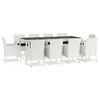 vidaXL 11 Piece Garden Dining Set with Cushions White Poly Rattan