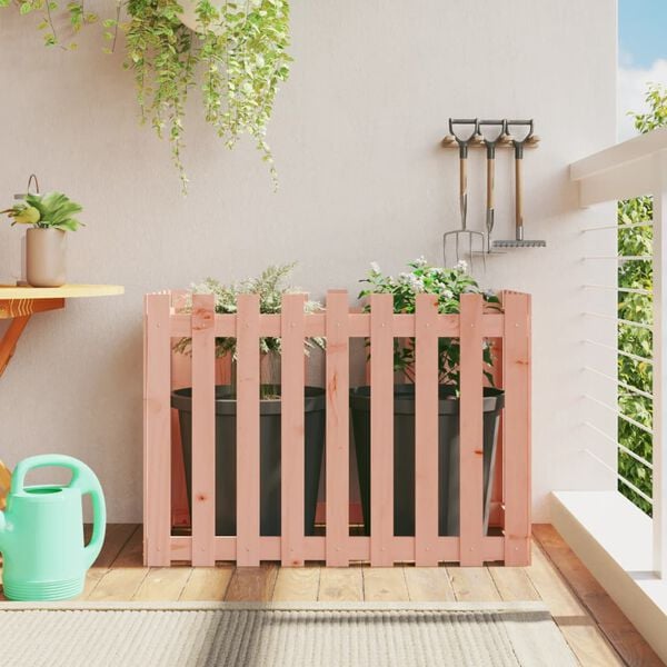 vidaXL Garden Raised Bed with Fence Design 100x50x70 cm Solid Wood Douglas