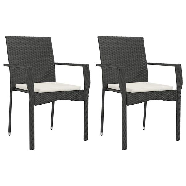 vidaXL 7 Piece Garden Dining Set with Cushions Black Poly Rattan