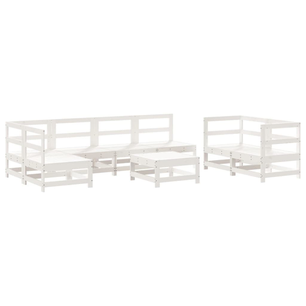vidaXL 8 Piece Garden Lounge Set White Solid Wood Pine