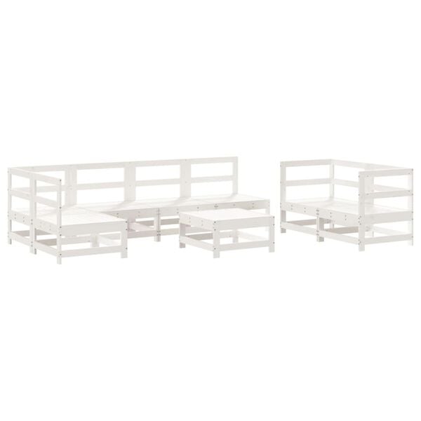 vidaXL 8 Piece Garden Lounge Set White Solid Wood Pine