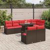 vidaXL Garden Sofa Set with Storage 9 pcs Brown and Red Poly Rattan