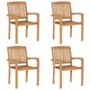 vidaXL Stacking Garden Chairs with Cushions 4 pcs Solid Teak Wood