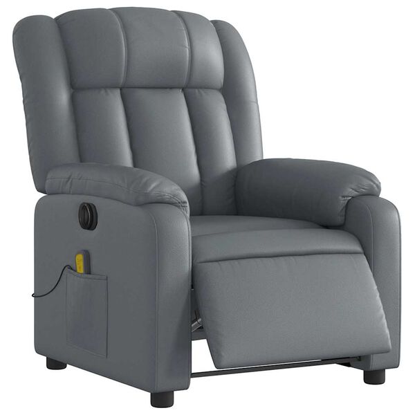 vidaXL Electric Massage Recliner Chair Grey Faux Leather