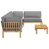vidaXL Sofa Set with Cushion Plain Manual 5 pcs Grey Solid Acacia Wood