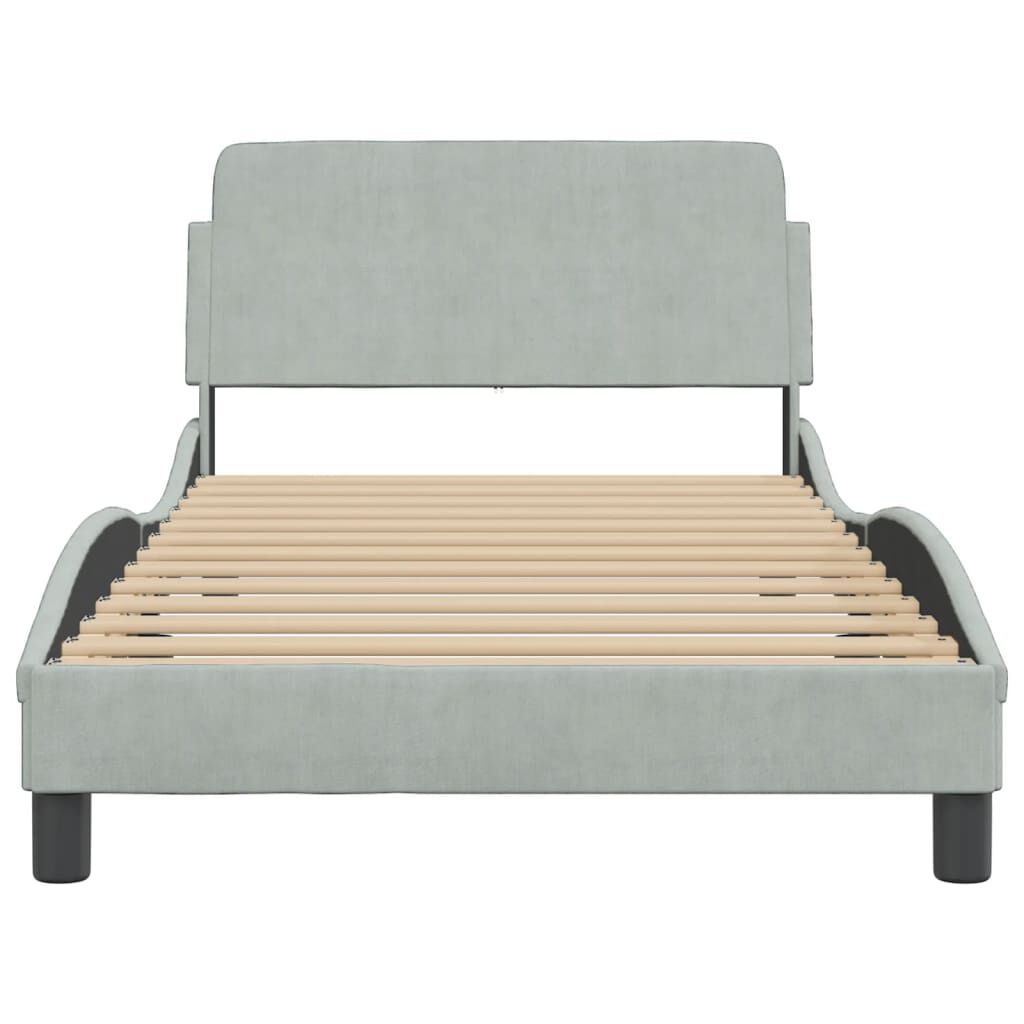 vidaXL Bed Frame without Mattress Light Grey 100x203 cm Velvet