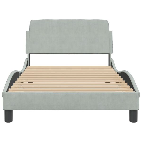 vidaXL Bed Frame "Dover" Light Grey 100x203 cm Velvet