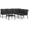 vidaXL 6 Piece Garden Lounge Set with Grey Cushions Steel