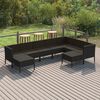 vidaXL 9 Piece Garden Lounge Set with Cushions Poly Rattan Black
