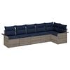 vidaXL Garden Sofa Set with Cushion 6 pcs Grey Poly Rattan
