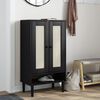 vidaXL Shoe Cabinet SENJA Rattan Look Black 59.5x35x107 cm Solid Wood