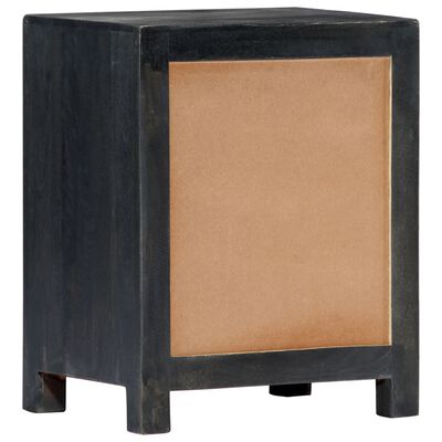 vidaXL Hand Carved Bedside Cabinet Grey 40x30x50 cm Solid Mango Wood