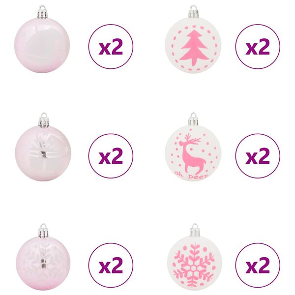 vidaXL Christmas Bauble Set 40 pcs White and Pink