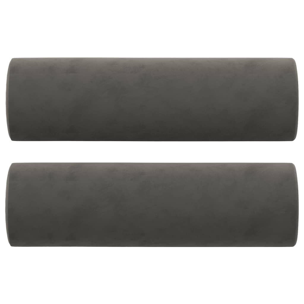vidaXL 2 Piece Sofa Set with Throw Pillows&Cushions Dark Grey Velvet