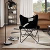 vidaXL Butterfly Chair Black and White Real Cowhide Leather