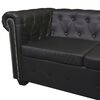vidaXL Chesterfield Corner Sofa 6-Seater Black Faux Leather