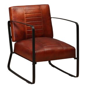 vidaXL Lounge Chair Brown Genuine Leather