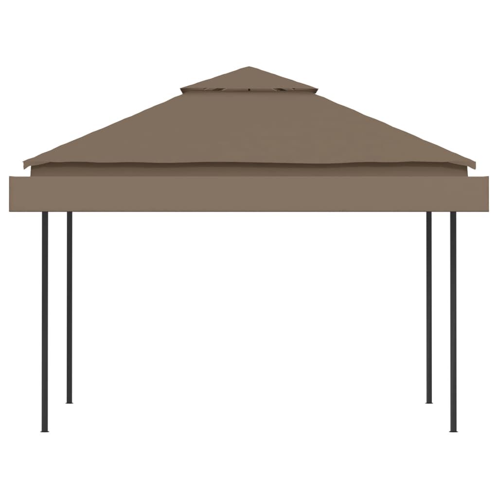vidaXL Gazebo with Double Extending Roofs 3x3x2.75 m Taupe 180g/m²