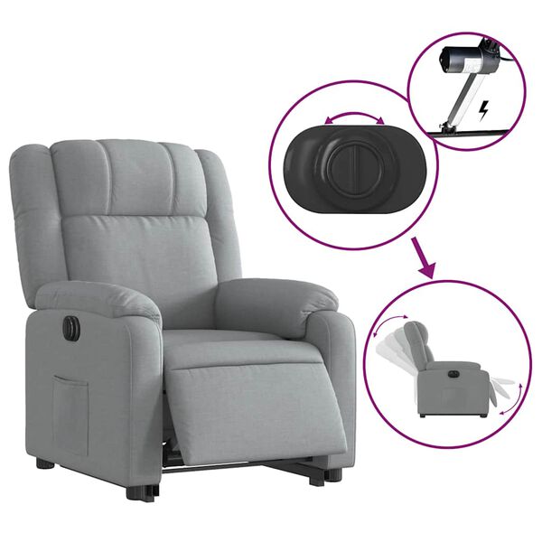 vidaXL Electric Stand up Recliner Chair Light Grey Fabric