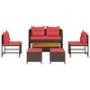 vidaXL Garden Sofa Set with Cushion 6 pcs Brown and Red Poly Rattan