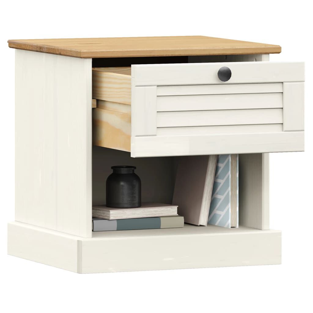 vidaXL Bedside Cabinet VIGO White 42x35x42 cm Solid Wood Pine