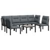 vidaXL 7 Piece Garden Lounge Set Black and Grey Poly Rattan