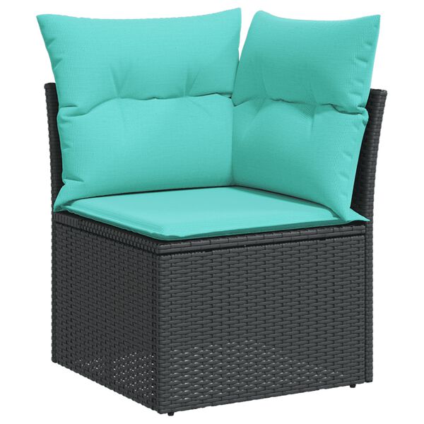 vidaXL 7 Piece Garden Sofa Set with Cushions Black Poly Rattan