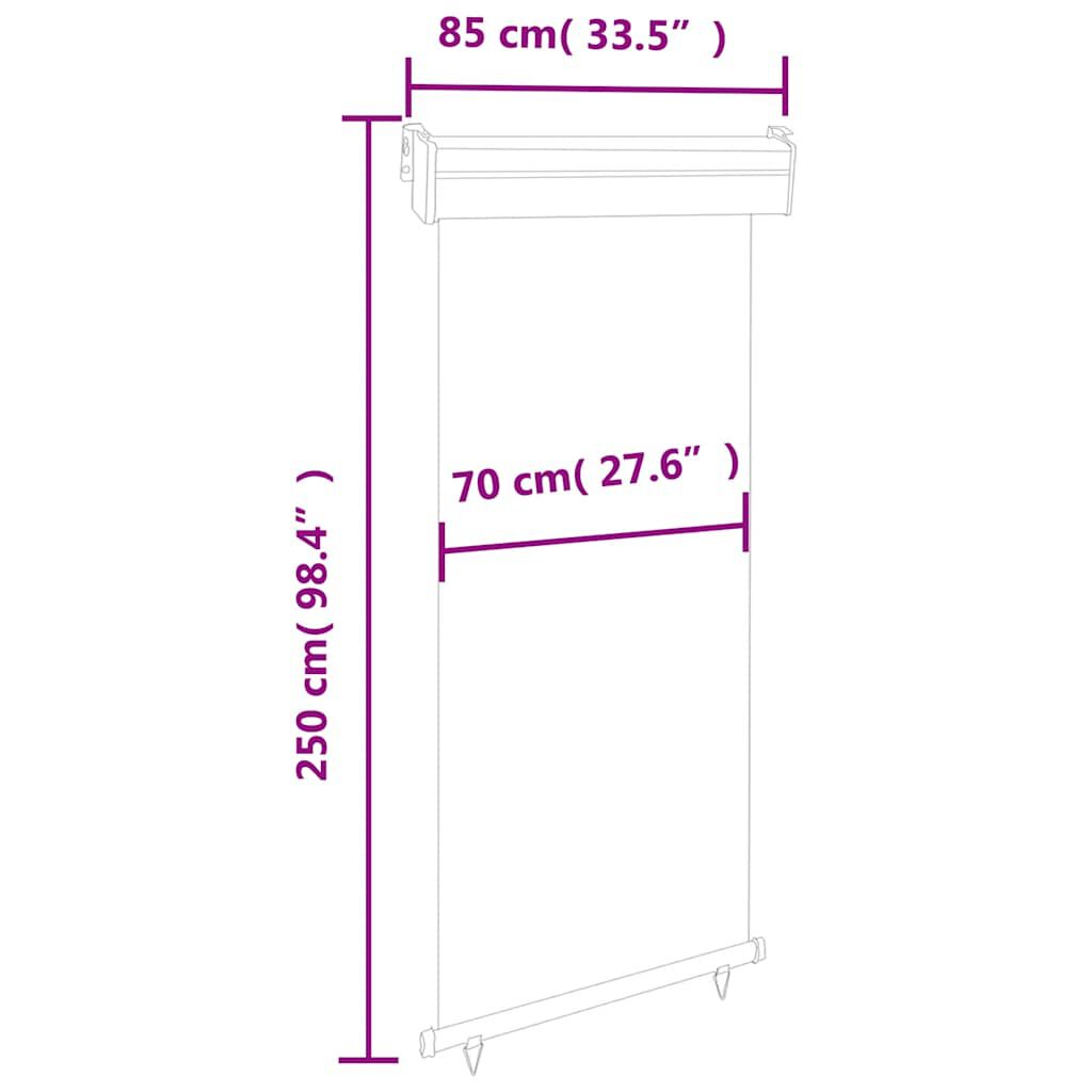 vidaXL Balcony Side Awning 85x250 cm Grey
