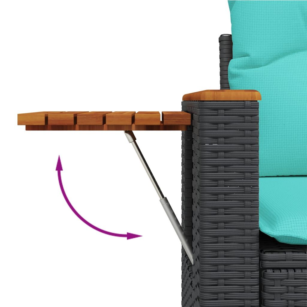vidaXL 7 Piece Garden Sofa Set with Cushions Black Poly Rattan