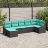 vidaXL Garden Sofa Set with Cushion 7 pcs Black, Turquoise