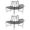 vidaXL Half Round Tree Bench 2 pcs &Oslash;159 cm Black Steel