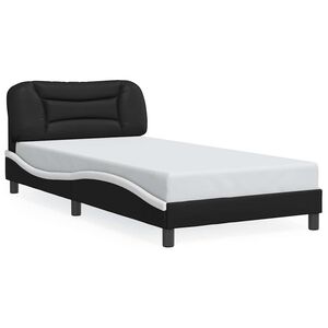 vidaXL Bed Frame without Mattress "Hvar" Black and White 100x203 cm Faux Leather