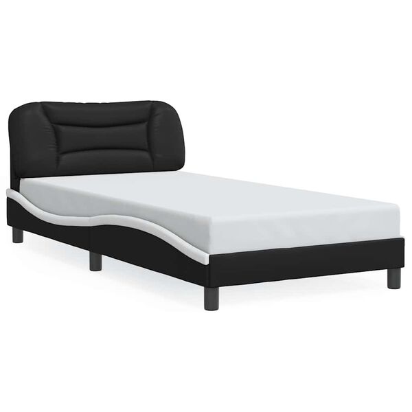 vidaXL Bed Frame without Mattress "Hvar" Black and White 100x203 cm Faux Leather