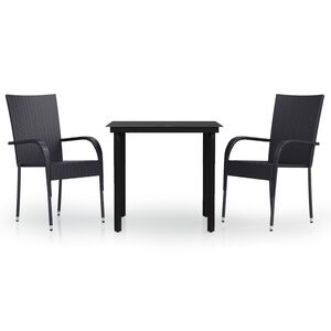 vidaXL 3 Piece Outdoor Dining Set Black