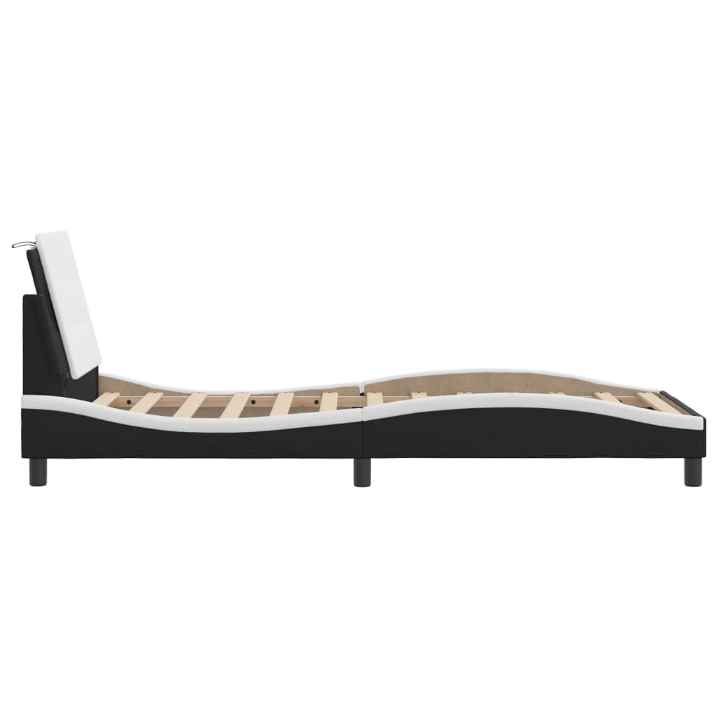 vidaXL Bed Frame with LED without Mattress Black and White 100x190 cm