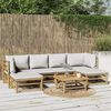 vidaXL 7 Piece Garden Lounge Set with Light Grey Cushions Bamboo