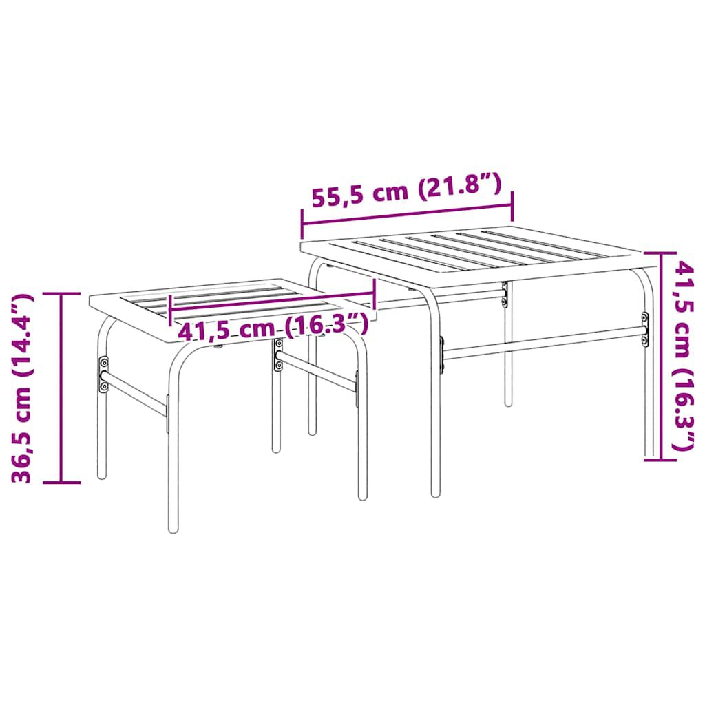 vidaXL Garden Nest of Coffee Tables 2 pcs Brown and Black Steel
