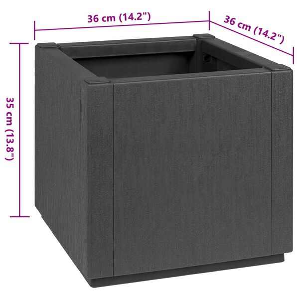 vidaXL Garden Planter in Dark Grey, 36x36x35 cm, made of PP