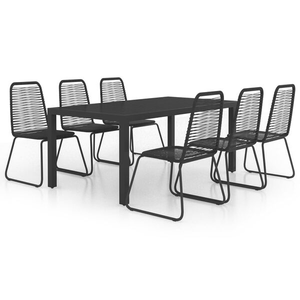 vidaXL 7 Piece Garden Dining Set PVC Rattan Black